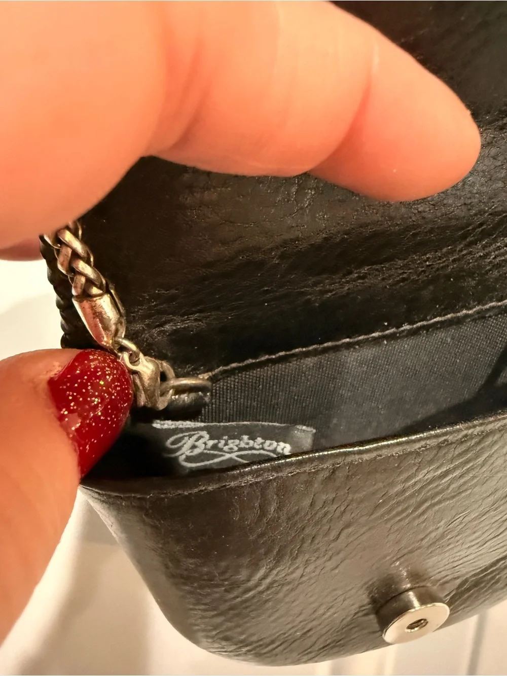 Vintage Brighton mini tiny leather bag with silver chain